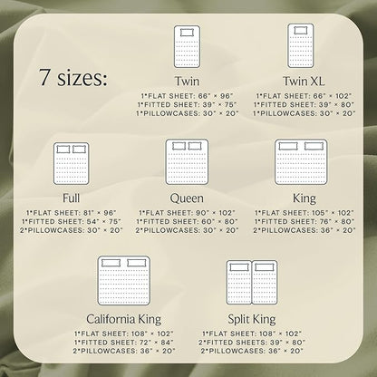 LuxClub 6 PC Queen Sheet Set, Breathable Luxury Bed Sheets, Deep Pockets 18" Eco Friendly Wrinkle Free Cooling Sheets Machine Washable Hotel Bedding Silky Soft - Olive Queen