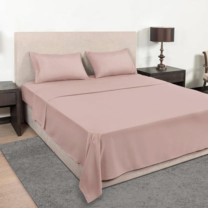 Mejoroom Twin XL Sheet Set - Hotel Luxury Microfiber Sheet & Pillowcase Sets Fits College Dorm Room Mattress - Soft, Breathable, Wrinkle & Fade Resistant - 3 Piece (Dusty Pink)