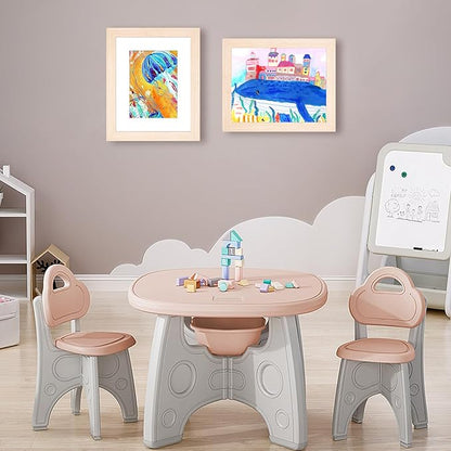 KINLINK 8.5x11 Kids Art Frames Set of 2, Solid Wood Kids Artwork Frames Changeable with Acrylic Front Opening Holds 150 Pictures, Art Frame for Kids Artwork with Mat or without Mat, Natural