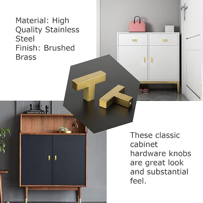 LONTAN 35 Pack Dresser Knobs Brushed Brass Kitchen Cabinet knobs Square Gold Cabinet Door Hardware for Bathroom Closet Cupboard