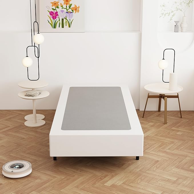 Twin Box Spring 9 Inch, Heavy Duty Metal Box Spring Bed Base with Fabric Cover, Mattress Foundation, Easy Assembly, Noise Free, Black