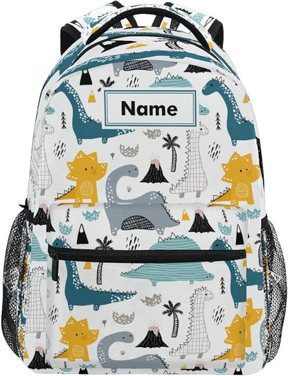 Custom Children's Name School Backpack Personalized Schoolbag Dino in Scandinavian StyleTravel Bag for Teens Girls Boys