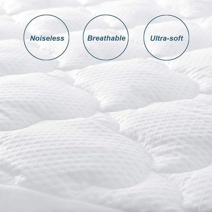 Twin XL Air Mattress Topper, Mattress Topper Twin XL Mattress Pad, Super Soft Breathable and Noiseless Down Alternative Fiber Pillow Top Mattress Pad (15-23'' Deep Pocket)
