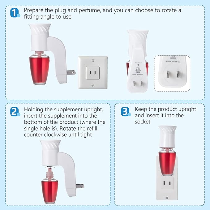 3 Pack Wall Fragrance Plug in Compatible with Bath and Body Works WallFlower Fragrances, ETL Certified, Rotatable, Precise Scent Control Fragrance Diffuser Plug for Home, Office (White)