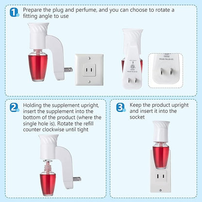 3 Pack Wall Fragrance Plug in Compatible with Bath and Body Works WallFlower Fragrances, ETL Certified, Rotatable, Precise Scent Control Fragrance Diffuser Plug for Home, Office (White)