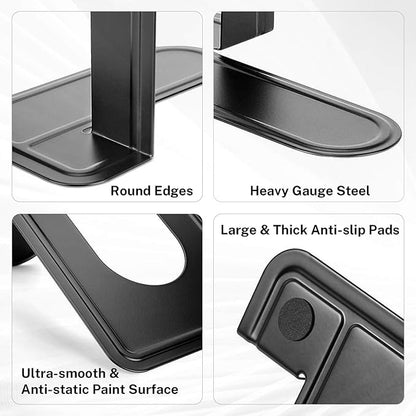 MaxGear Book Ends Universal Premium Bookends for Shelves, Non-Skid Bookend, Heavy Duty Metal Book Stopper for Books/Movies/CDs/Video Games, 6 x 4.6 x 6 in, Black, 4 Pairs/8 Pieces, Large