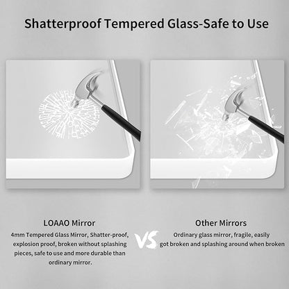 LOAAO 36x36 Inch White Metal Framed Bathroom Mirror for Wall, White Bathroom Vanity Mirror Farmhouse, Large Rounded Rectangle Mirror, Anti-Rust, Tempered Glass, Hangs Horizontally or Vertically