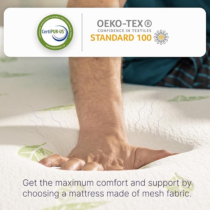 NapQueen Twin XL Size, 10 Inch Anula Green Tea Infused Memory Foam Mattress, Bed in a Box, CertiPUR-US Certified Mattress
