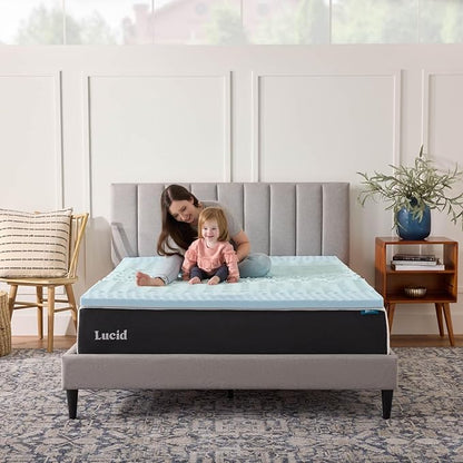 LUCID Gel Infused Memory Foam Mattress Topper – 2 Inch Mattress Topper – 5 Comfort Zones Relieve Pressure – CertiPUR-US Certified Foam - Queen