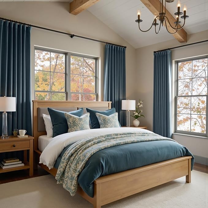 Lazzzy Velvet Blackout Curtains Thermal Insulated Room Window Drapes Super Soft Luxury Curtains for Living Room Bedroom Rod Pocket 2 Panels, Dark Slate, 42" W x 90" L