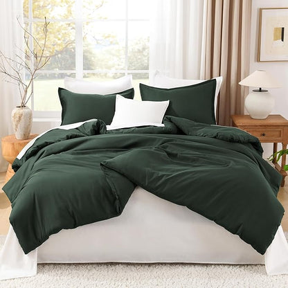 Litanika Forest Green Twin/Twin XL Comforter Set, 2 Pieces Lightweight Solid Bedding Set, All Season Fluffy Bed Set (66x90In Comforter & 1 Pillowcase)