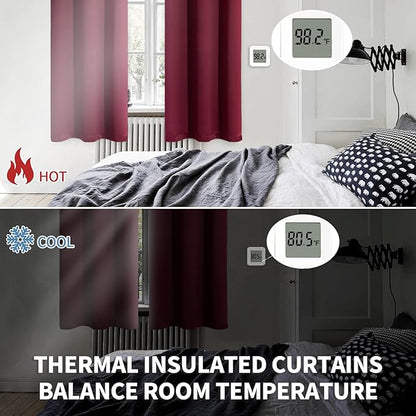 BGment Blackout Curtains - Grommet Thermal Insulated Room Darkening Bedroom and Living Room Curtains, Set of 2 Panels (52 x 108 Inch, Burgundy)