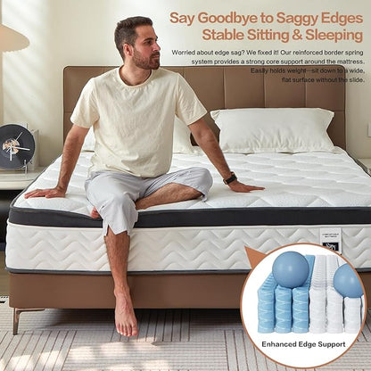 King Size Mattress, Medium Firm Memory Foam & Pocket Spring Hybrid Mattress,12 Inch King Size Mattress in a Box,CertiPUR-US Certified Safe Materials,Ideal for All Sleep Positions,76x80 Inches