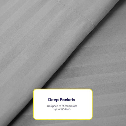 Cal King Size Bed Sheets - 6 Piece 1500 Supreme Collection Fine Brushed Microfiber Deep Pocket California King Sheet Set Bedding - 2 Extra Pillow Cases, Great Value, California King, Dobby Silver