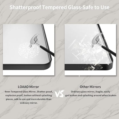 LOAAO 40X32 Inch Black Metal Framed Bathroom Mirror for Wall, Matte Black Bathroom Vanity Mirror Farmhouse, Large Rounded Rectangle Mirror, Anti-Rust, Tempered Glass, Hangs Horizontally or Vertically