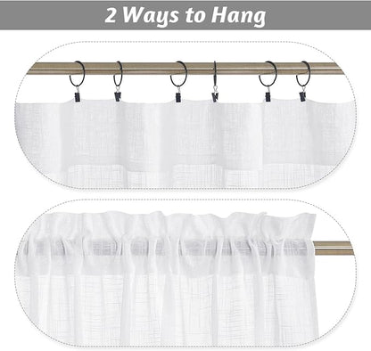RYB HOME White Sheer Curtains, Extra 66 inches Widith Rod Pocket Light Filtering Breathable Semi Sheer Curtains for Living Room, W 66 x L 63 inches, 2 Panels Set