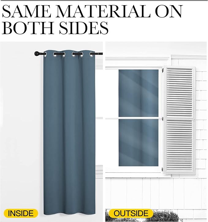 NICETOWN Smoky Blue Blackout Curtains 102 inches Length for Living Room, 2 Panels, 55" Wide, Thermal Insulated Long Drapes for Large Window