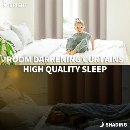 BGment Room Darkening Curtains 63 Inches Long - Grommet Thermal Insulated Drapes Window Treatment Curtains for Bedroom, 2 Panels, 38 x 63 Inch, Camel