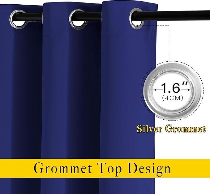 NICETOWN Blackout Curtains Panels for Bedroom - 3 Pass Microfiber Noise Reducing Thermal Insulated Solid Ring Top Blackout Window Drapes (2 Panels, 66 x 90 Inch, Navy Blue)