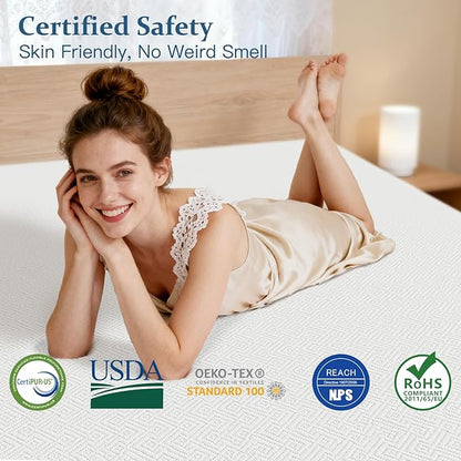 Airensky Memory Foam Mattress Topper Twin XL (39x80), 2 Inch Cooling Gel Infused High Density Topper with Removable Skin-Friendly Cover, Pressure Relief Back Pain, College Dorm, CertiPUR-US Certified