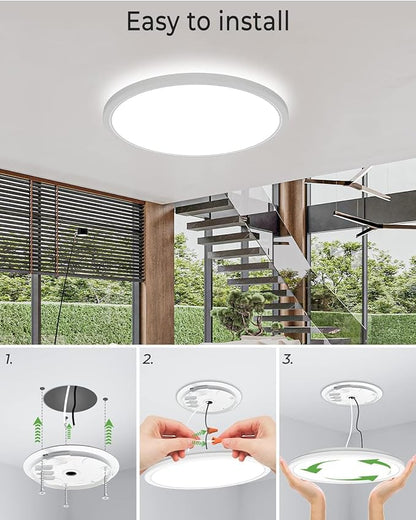zemty 4Pack 16.5 Inch LED Ceiling Light Flush Mount, 36W 4200lm Super Slim Flush Mount Ceiling Light Fixtures, 3000K/4500K/6000K Selectable Ceiling Lamp for Bedroom Kitchen Living Room (White)