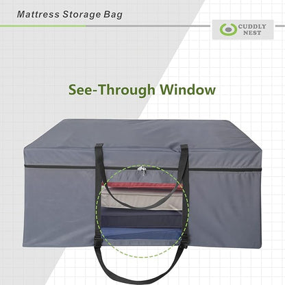 Cuddly Nest Folding Mattress Storage Bag - Heavy Duty Carry Case for Tri-Fold Guest Bed (Fits 6" Twin & Twin XL Mattress,Grey)