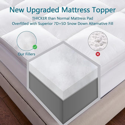 CHOKIT Full Mattress Topper, Extra Thick Pillow Top Mattress Pad for Back Pain Relief, Cooling Bed Topper Mattress Cover with 8-21 Inch Deep Pocket