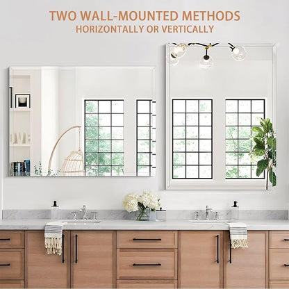 Frameless Mirror for Bathroom Vanity,36x48in Wall Mounted Mirrors for Over Sink Decorative Rectangular Frameless Mirror,With Polished Edge,Hangs Horizontally Or Vertically,Entryways,Room,Shatterproof