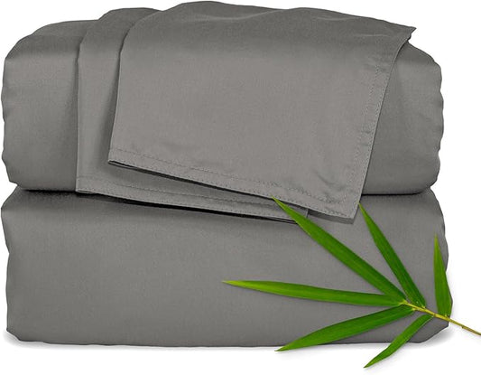 California King Sheets by Pure Bamboo, Genuine 100% Organic Viscose Derived from Bamboo Bed Sheet Set, Soft & Cooling, Double Stitching, Lifetime Quality Promise (California King, Graphite)