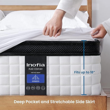Inofia Twin Mattress 12 inch Hybrid Twin Size Mattresses Cool Bed with Waterproof Mattress Protector Included, Medium Firm Feel, Motion Isolation, 101 Nights Trial