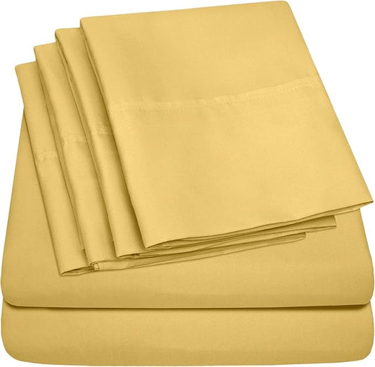 Twin Size Bed Sheets - 4 Piece 1500 Supreme Collection Fine Brushed Microfiber Deep Pocket Twin Sheet Set Bedding - 1 EXTRA PILLOW CASES, GREAT VALUE, Twin, Yellow