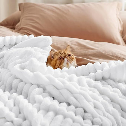 Bedsure GentleSoft White Throw Blanket for Couch - Cozy Soft Blankets for Women, Cute Small Throws for Girls, 50x60 Inches
