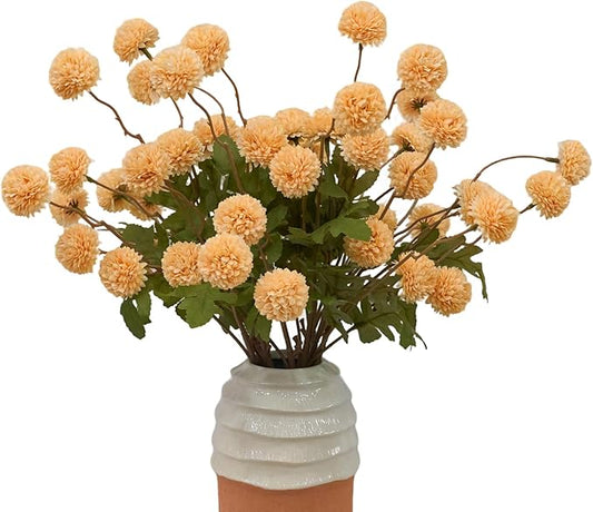 10 Stems Fake Flowers +Eucalyptus Stems Realistic Artificial Flowers Branches For Vase Champ kiku flowers Floral Arrangements Mum Wedding boho bridal bouquet silk for home decoration indoor