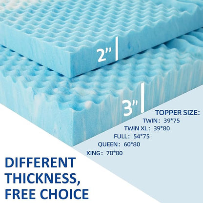 SINWEEK 3 Inch Mattress Topper 5-Zone Memory Foam Mattress Topper Pressure Relief Soft Mattress Pad, CertiPUR-US Certified, King