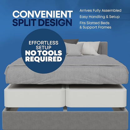 Greaton, Box Spring Bed Base California King Size, 8-Inch Wood Mattress Foundation – Amish Made in USA – Quiet Noise Free, 4-Pieces Under Mattress-Support BoxSpring, Fully Assembled, White