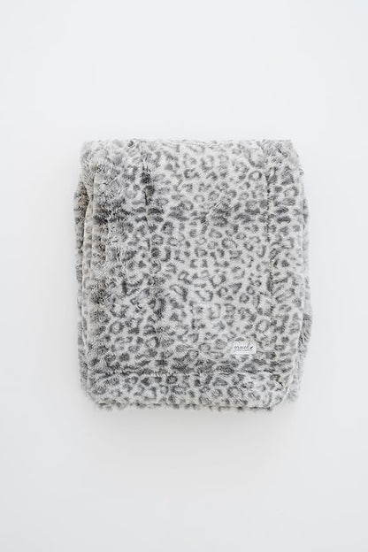 GRACED SOFT LUXURIES Faux Fur Throw Blanket | Elegant Warm, Cozy and Fluffy Blankets | Cuddly Cheetah Accent for Sofa, Couch or Bed | Snow Leopard - Large 50" x 60"