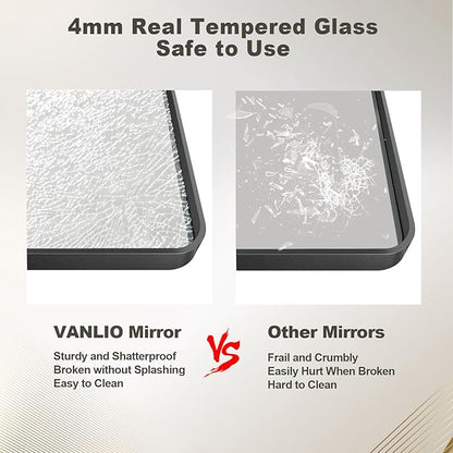 60x36 Inch Black Framed Bathroom Mirror for Wall, Large Matte Black Bathroom Vanity Mirror, Rounded Rectangle Mirror, Anti-Rust, Shatterproof, Hangs Horizontally or Vertically