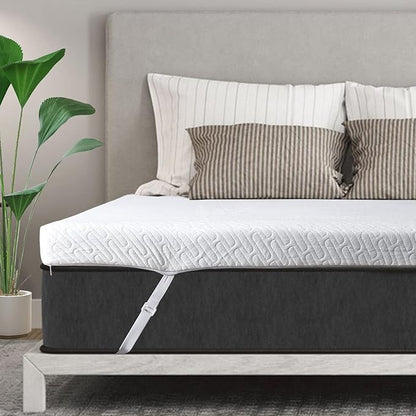 VALUXE 4 Inch Gel Memory Foam Mattress Topper Twin XL Size High Density Cooling Pad Pressure Relief Bed Topper (with Removable & Washable Bamboo Cover)