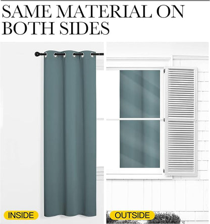NICETOWN Modern Blackout Curtains Noise Reducing, Greyish Blue, 2 Panels, W42 x L78 -Inch, Thermal Insulated and Privacy Room Darkening Drape Panels for Boy's Guest Room Door Small Short Window