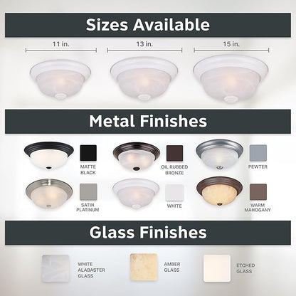 Designers Fountain 1257L-WH-AL Decorative 3-Light Flush Mount, White Finish with White Alabaster Glass, 15 in