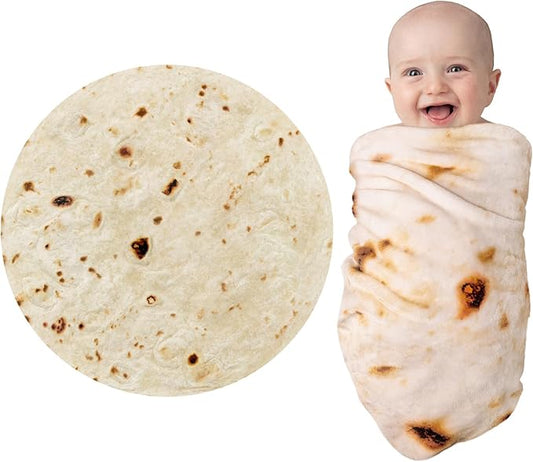 Jorbest Burrito Tortilla Baby Blanket, 285 GSM Soft Flannel Burrito Tortilla Swaddle Blankets Funny Gifts for Baby Shower Boys and Girls, Taco Blanket for Toddler Newborn (Yellow, 36 inches)