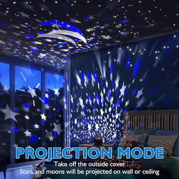 Night Light for Kids, Toys for 3 4 5 6 7 8 Year Old Boys Girls, Star Projector 360 Degree Rotation - 4 LED Bulbs 12 Light Color Changing with USB Cable, Romantic Gifts for Men Women Children