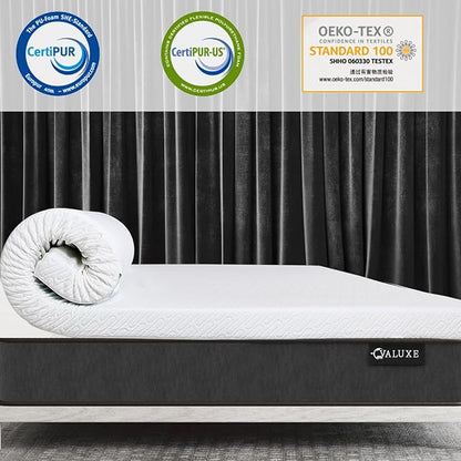 VALUXE 4 Inch Gel Memory Foam Mattress Topper Queen Size High Density Cooling Pad Pressure Relief Bed Topper (with Removable & Washable Bamboo Cover)