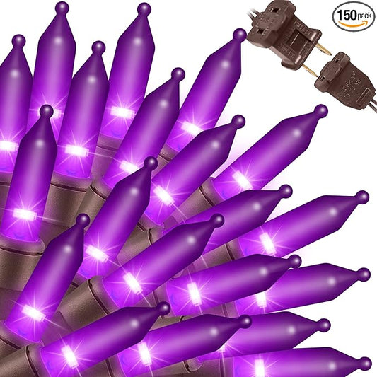 LAMPHOME Super-Bright Extendable Purple Christmas Lights Decoration 150Lights 31.9ft UL Certified Mini Bulb String Lights Set for Outdoor Halloween Home Christmas Tree Garden Holiday Party Patio Decor