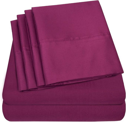 King Size Bed Sheets - 6 Piece 1500 Supreme Collection Fine Brushed Microfiber Deep Pocket King Sheet Set Bedding - 2 Extra Pillow Cases, Great Value, King, Berry
