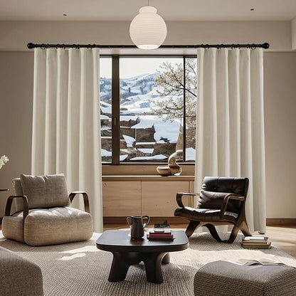 KangBang 100% Blackout Curtains 120 Inches Long Room Darkening Drapes for Living Room, Extra Long Loop Pocket Back Tab Light Blocking Drapes for Cottage High Ceiling(Linen, 52x120 Inch,2 Pcs)