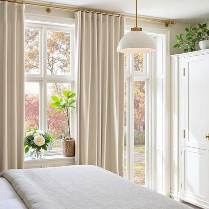 Lazzzy Velvet Blackout Curtains Thermal Insulated Room Window Drapes Super Soft Luxury Curtains for Living Room Bedroom Rod Pocket 2 Panels, Beige, 42" W x 108" L