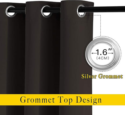 NICETOWN Bedroom Blackout Curtains and Drapes - Energy Smart Thermal Insulated Solid Grommet Blackout Draperies for Living Room (2 Panels, 66 inches x 72 inches, Toffee Brown)