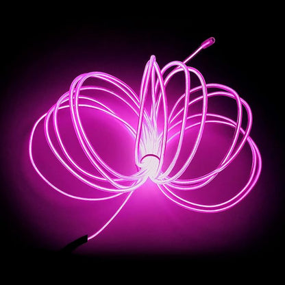 MaxLax EL Wire Pink, 9.8ft/3m Portable Battery Pack Neon Light Strip 360° Cuttable Glowing Rope Lights for Parties, Halloween, DIY Decoration