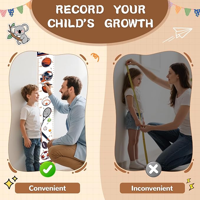 Height Growth Chart, Canvas Height Chart for Kids Baby, Hangable and Removable Growth Chart for Wall Room Nursery Decor, Toddler Height Wall Chart for Baby Room